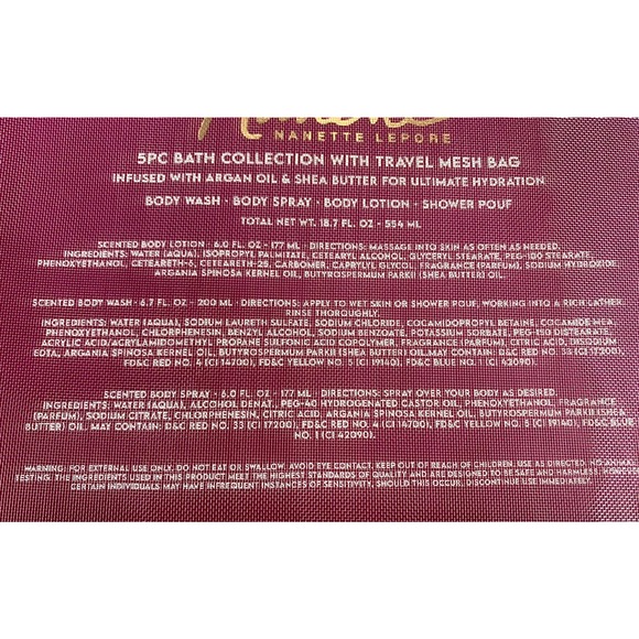 Nanette Lepore Velvet Bloom Bath collection: Body Spray, Lotion Body wash & Pouf - Picture 5 of 6